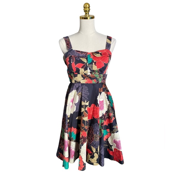 Eva Rose Dresses & Skirts - Eva Rose Vtg Floral Sleeveless Fold-Over 1950s Retro Style Swing Dress Medium